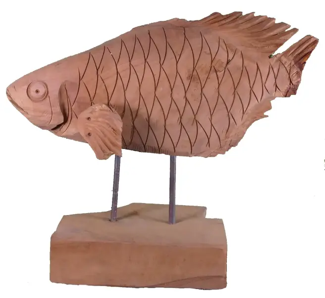 Product image of the product “Carved tilapia wood on stand ”